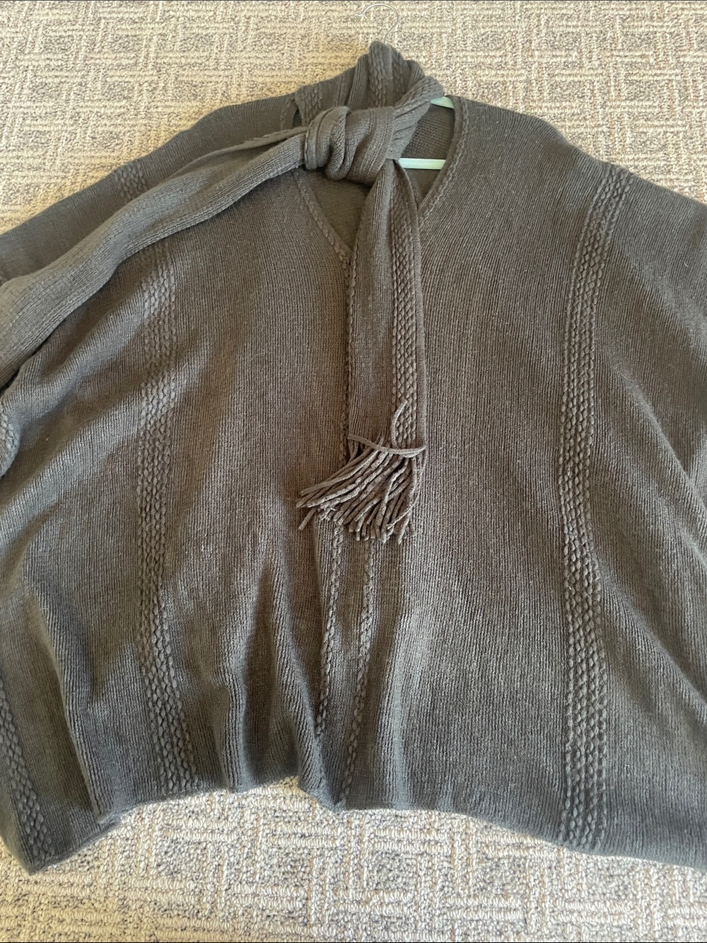 Cozy Open-Front Poncho Shrug in Charcoal Gray - Picture 8 of 10